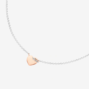 DoDo Rose Gold &amp; Silver Heart Necklace