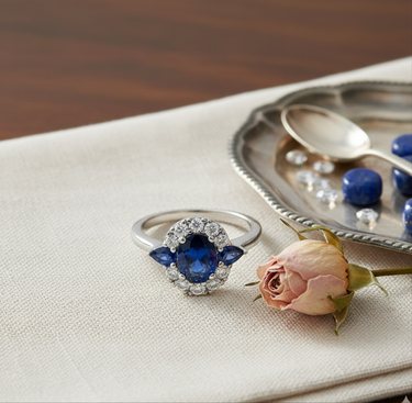 Anello Zaffiri e Diamanti