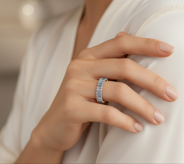 Anello Eternity Acquamarina