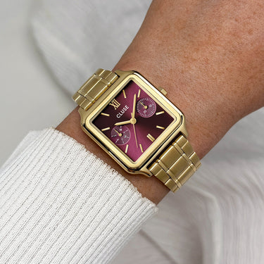 Cluse Gracieuse Multifunction Watch Steel, Dark Cherry, Gold Colour