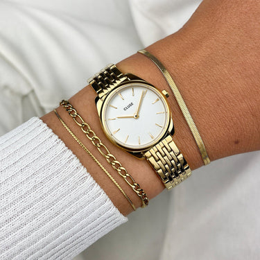 Cluse Féroce Mini Watch Steel White, Gold Colour