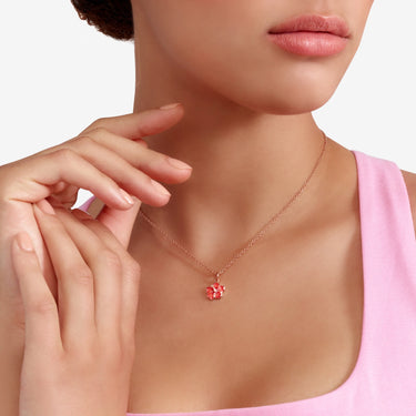 DoDo ciondolo fiore ibisco oro rosa & smalto