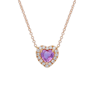 Girocollo con Zaffiro rosa taglio cuore e Diamanti