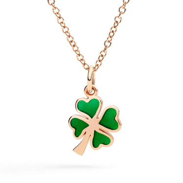 DoDo CIONDOLO QUADRIFOGLIO ORO ROSA & SMALTO