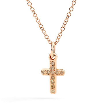 DoDo CIONDOLO CROCE ORO ROSA & DIAMANTI