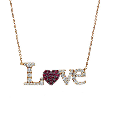 Girocollo Love Oro rosa, Diamanti e Rubini
